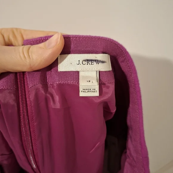 J. Crew Women's Vibrant Pink Wool Mini Skirt (Size US 12) - Picture 4 of 5
